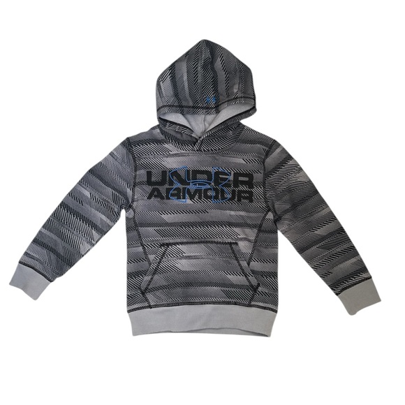 Under Armour Boys Hoodie Gray Black Logo Size 7 - Picture 2 of 12